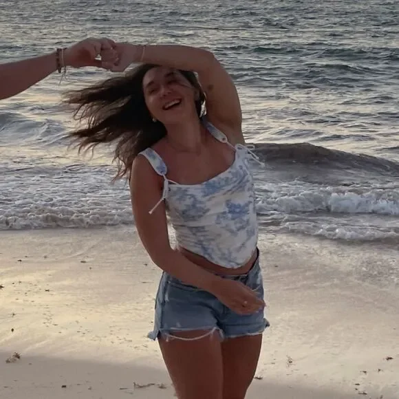 White and Blue Corset Top - Picture 2 of 7